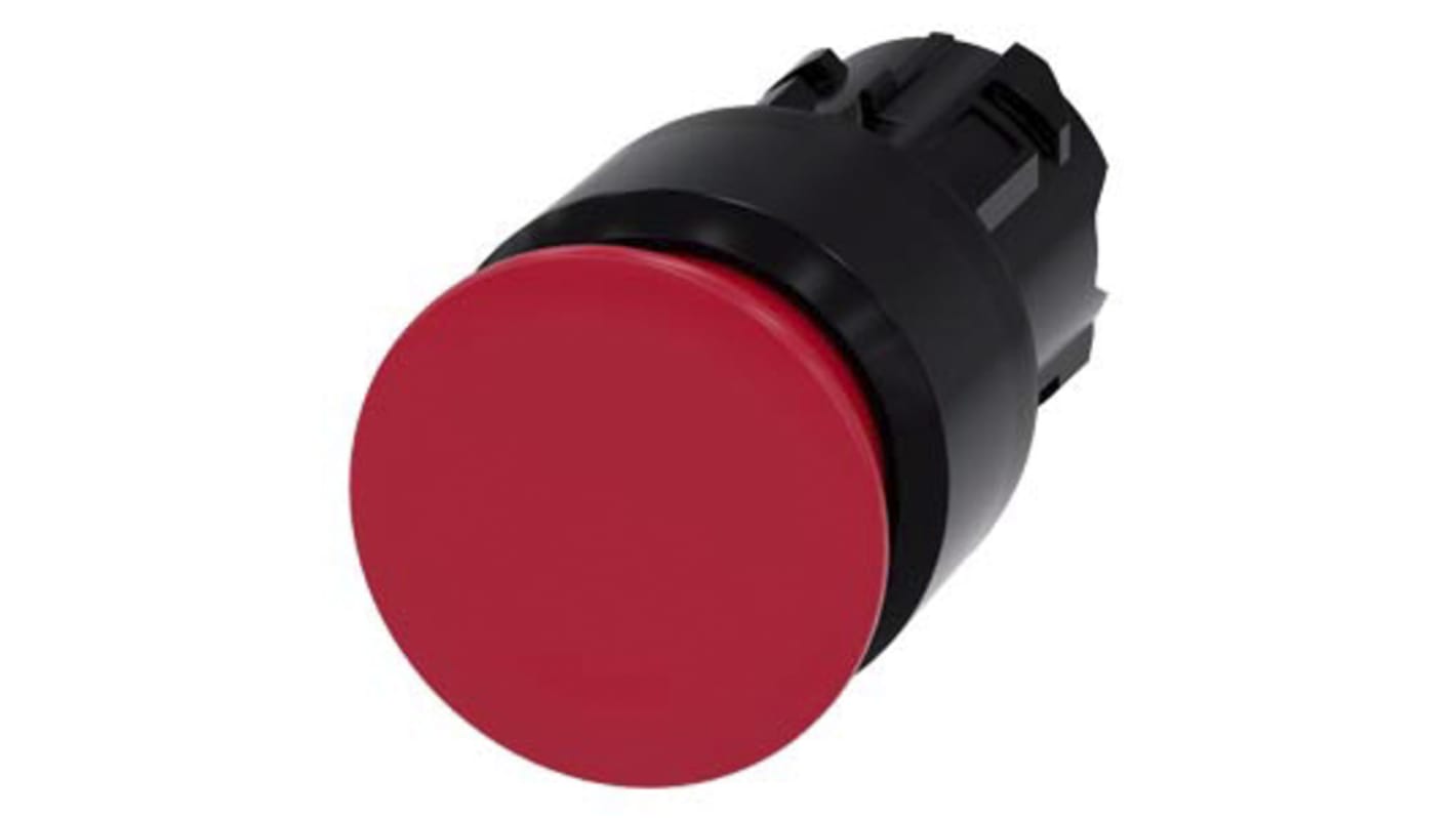 Tête de bouton poussoir Siemens, 3SU1 Rouge, Ø découpe 22mm, Accrochage