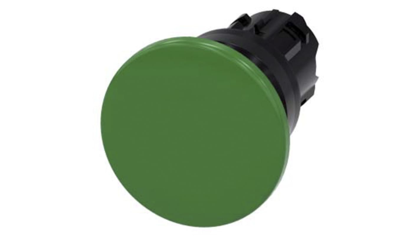 Tête de bouton poussoir Siemens, 3SU1 Vert, Ø découpe 22mm, Momentané