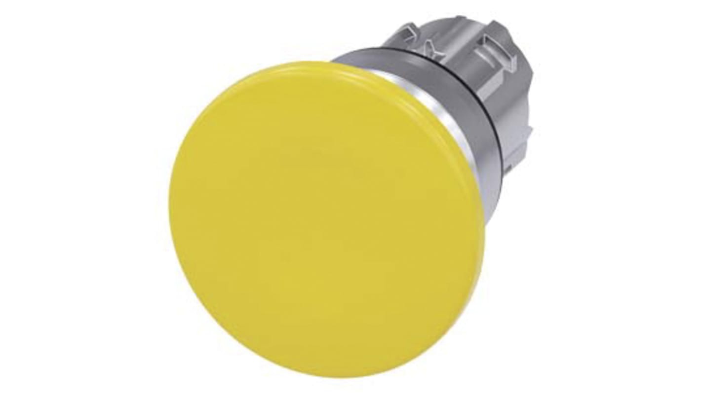 Tête de bouton poussoir Siemens, 3SU1 Jaune, Ø découpe 22mm, Momentané