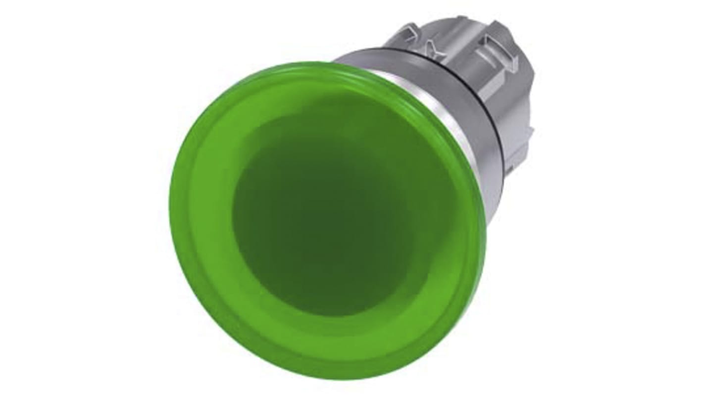 Siemens 3SU1 Series Green Momentary Push Button Head, 22mm Cutout, IP66, IP67, IP69K