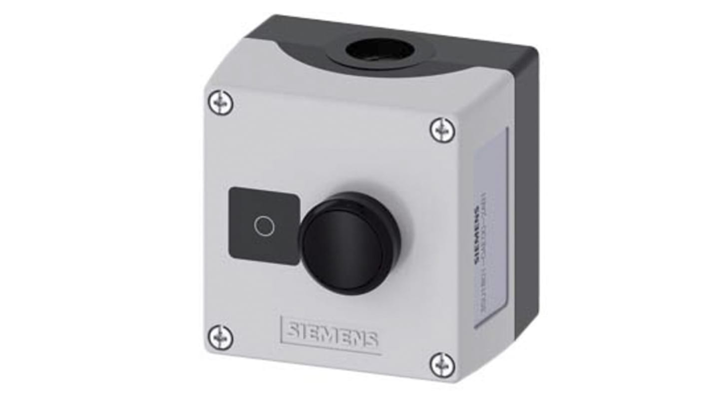Siemens 3SU1 Drucktaste-Steuerstation Schwarz O Kunststoff, 500V / 10A Grau Ø 22mm, IP66, IP67, IP69