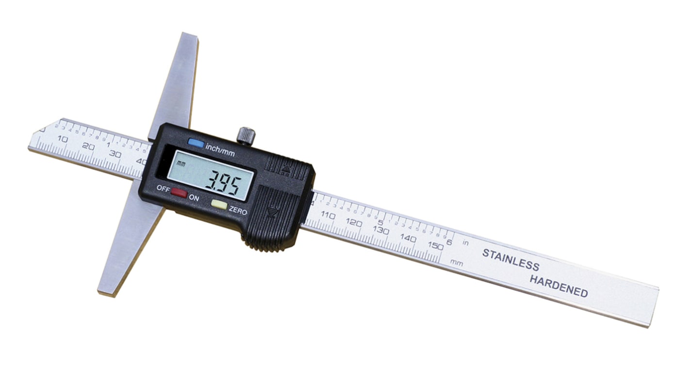 RS PRO 200mm  Imperial & Metric Depth Gauge, Stainless Steel, With UKAS Calibration