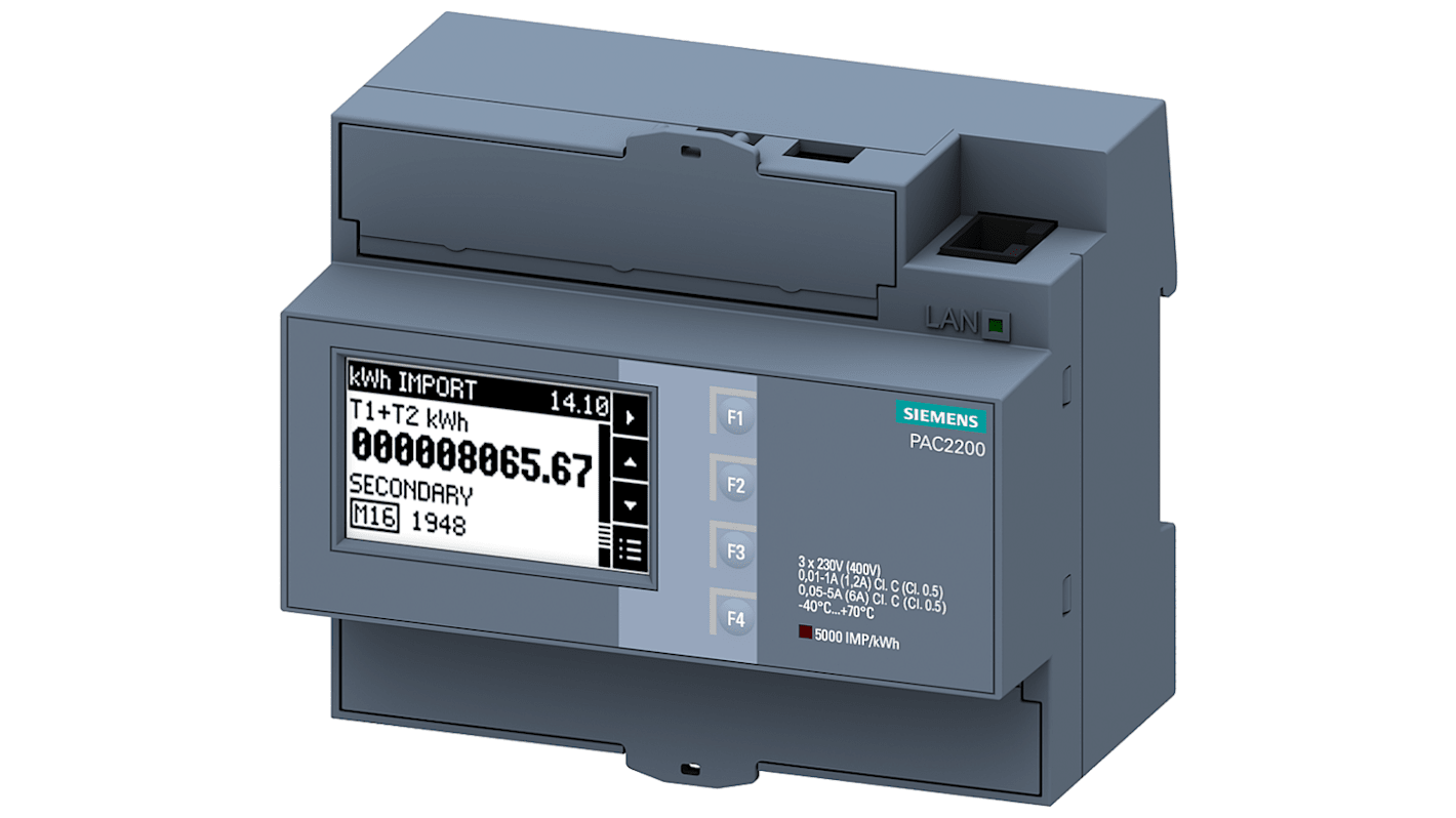 Miernik energii 3 -fazowy Siemens 1 MΩ, 5 A, 65 Hz, 400 V ac