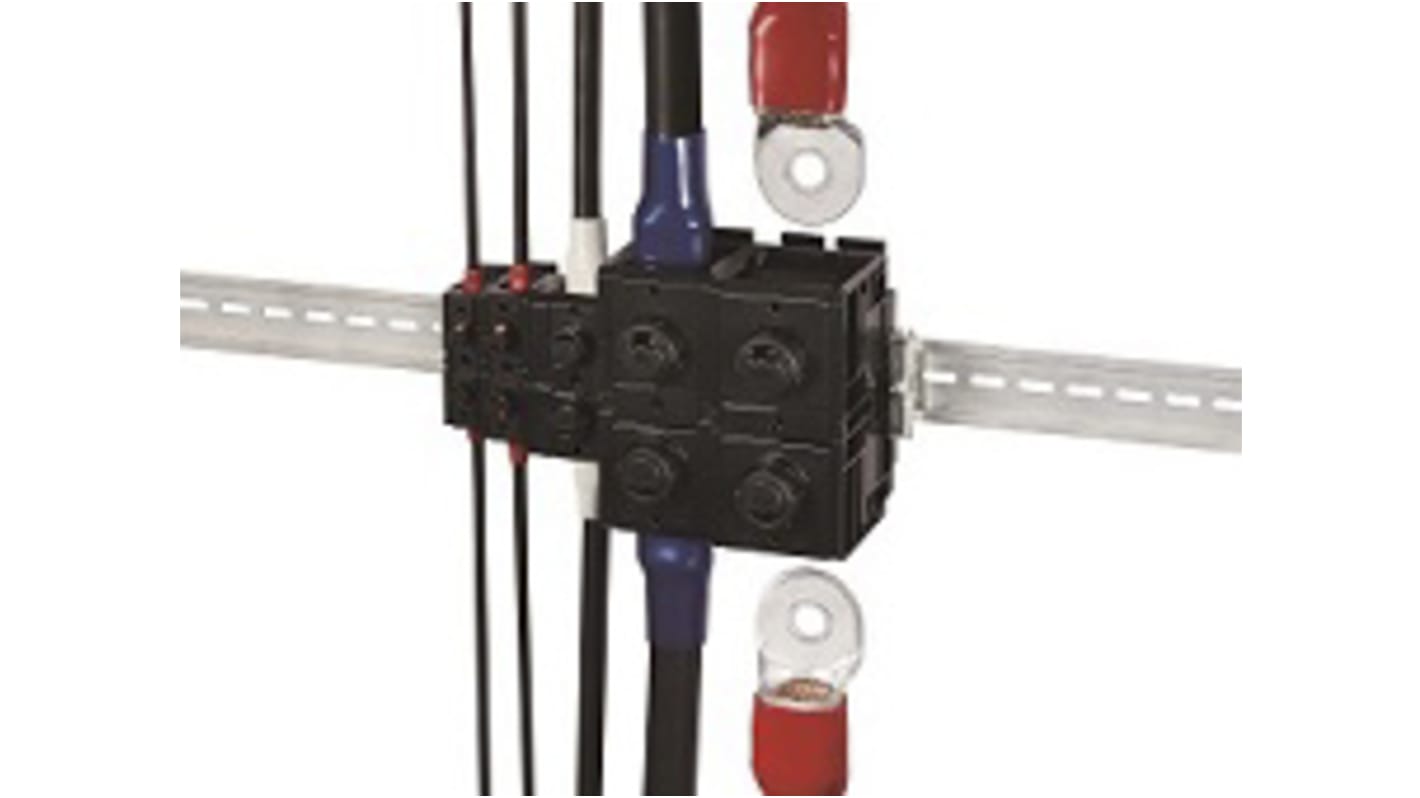 Hirose EF2 Series Black Non-Fused Terminal Block, 150mm², 1-Level, Spring Clamp Termination