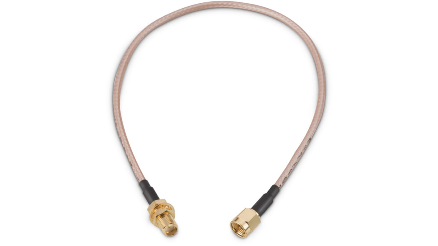 Cable coaxial RG316 Wurth Elektronik, 50 Ω, con. A: SMA, Macho, con. B: SMA, Hembra, long. 304.8mm Blanco