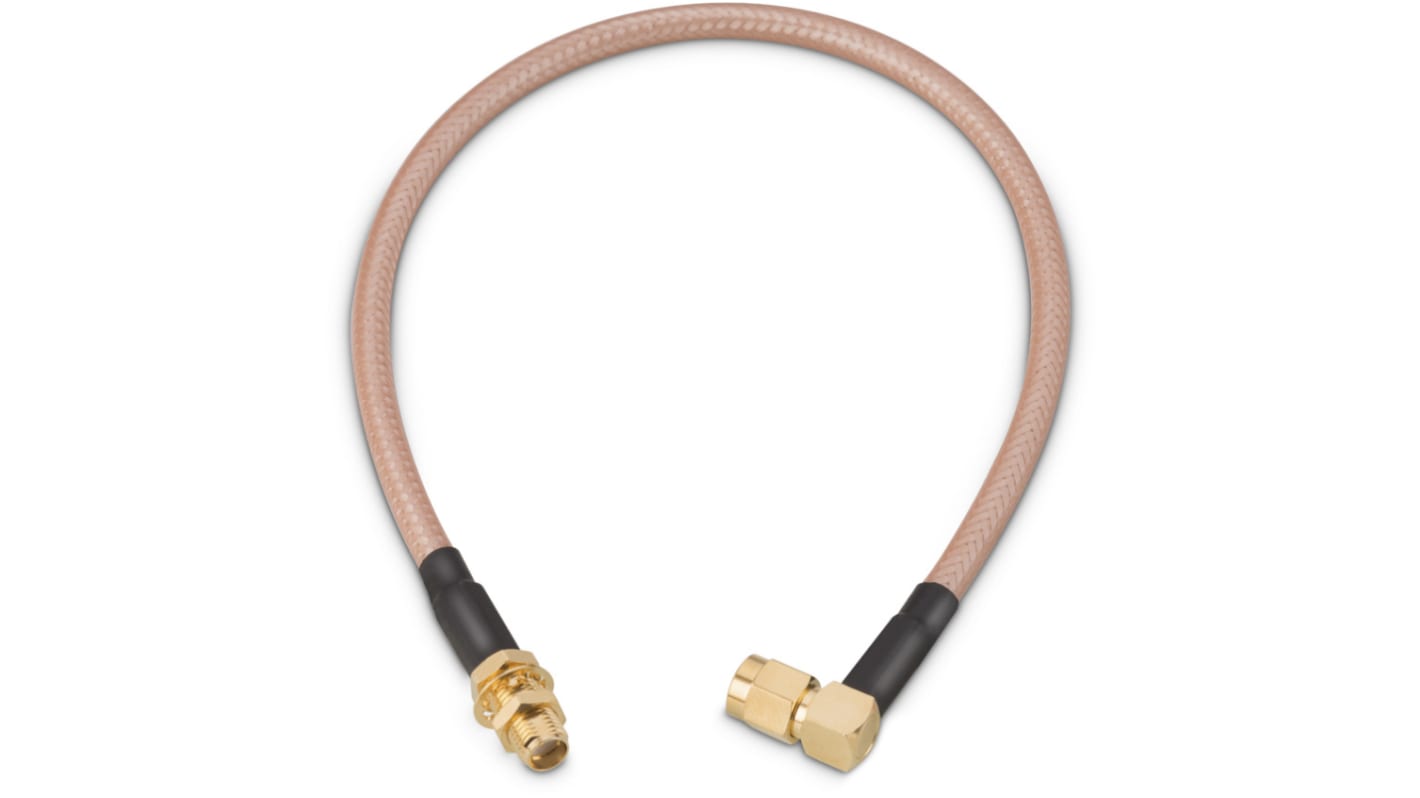 Cable coaxial RG142 Wurth Elektronik, 50 Ω, con. A: SMA, Macho, con. B: SMA, Hembra, long. 304.8mm Blanco