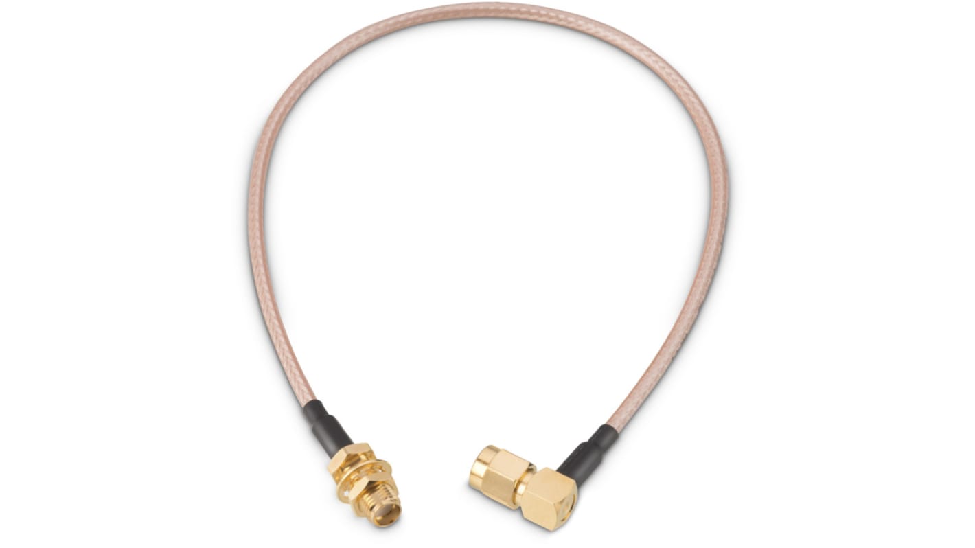 Cable coaxial RG316 Wurth Elektronik, 50 Ω, con. A: SMA, Macho, con. B: SMA, Hembra, long. 304.8mm Blanco