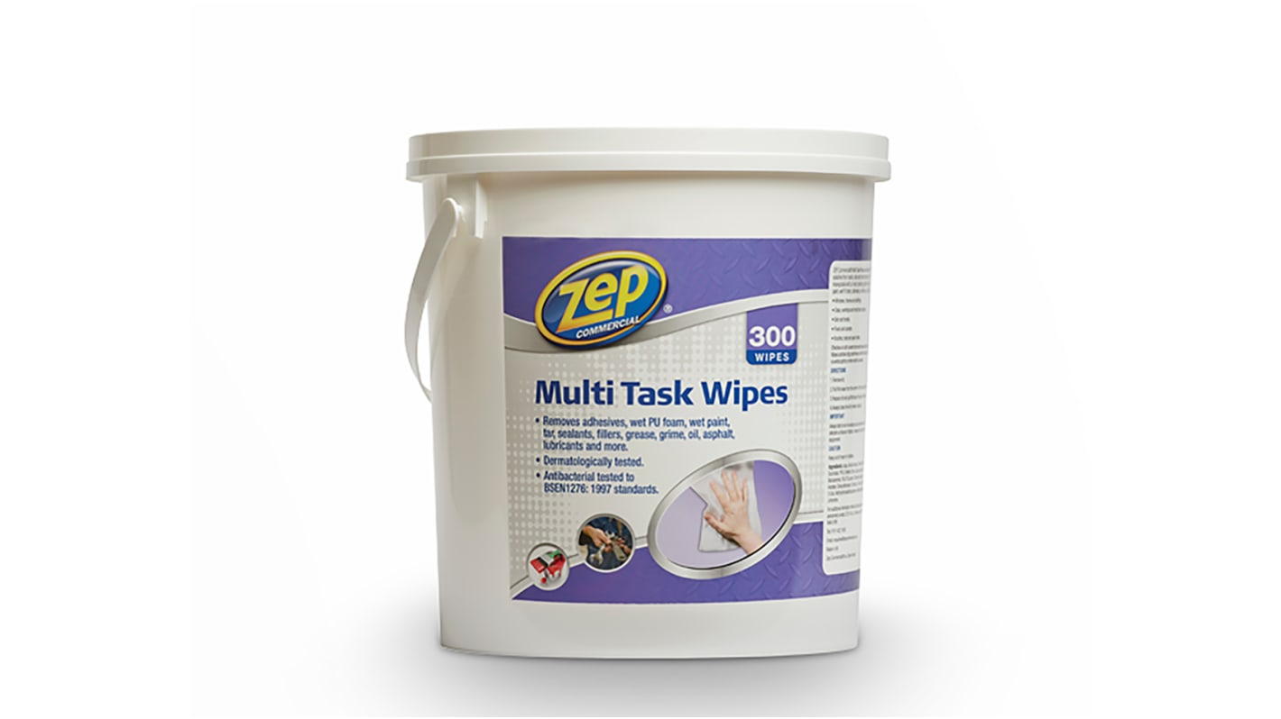 Zep Commercial Wet Anti-Bacterial Wipes, Tub of 300