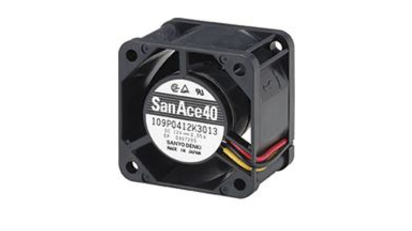 Sanyo Denki 109P Series Axial Fan, 24 V dc, DC Operation, 25.1m³/h, 4.56W, 190mA Max, 40 x 40 x 28mm