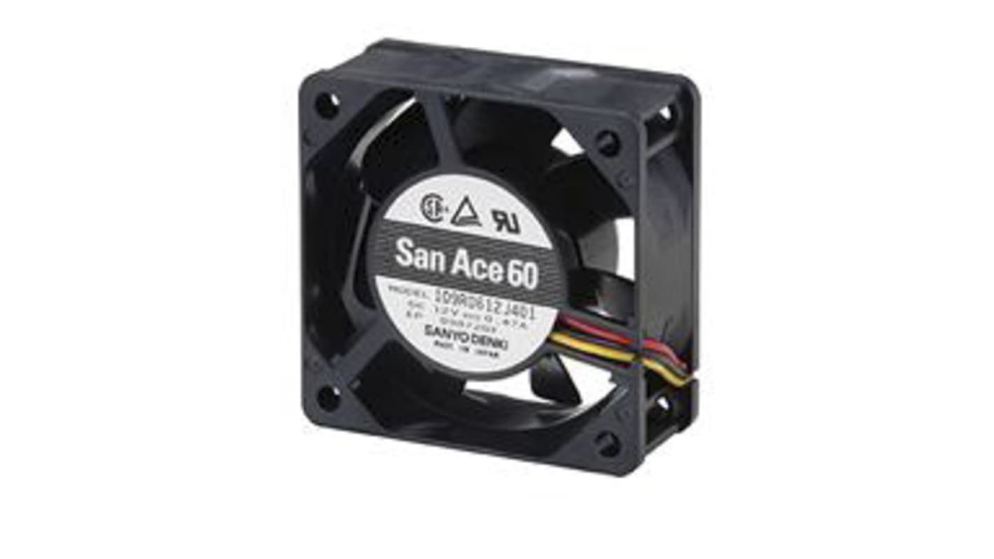 Sanyo Denki 109R Series Axial Fan, 24 V dc, DC Operation, 39.1m³/h, 1.92W, 80mA Max, 60 x 60 x 25mm