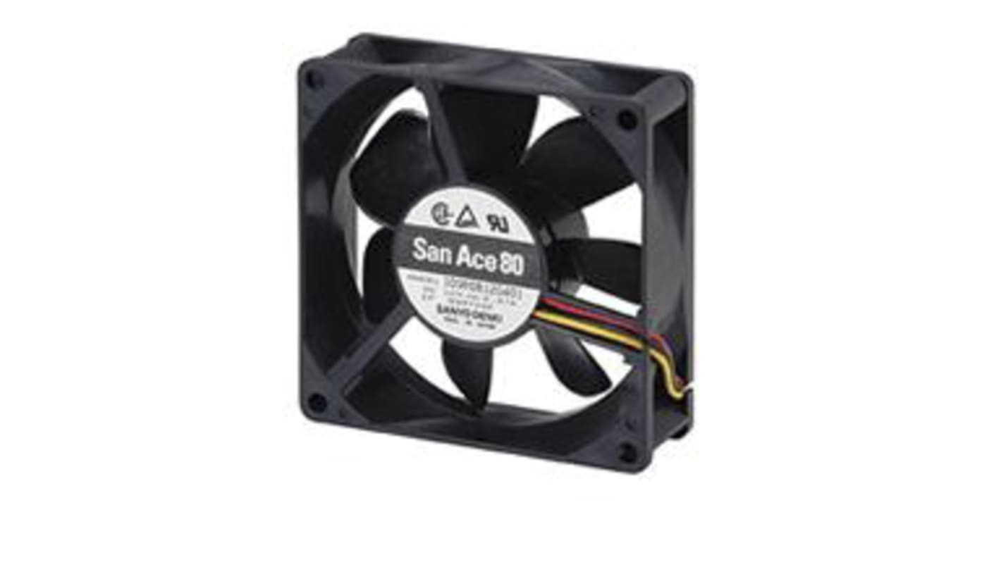 Ventilador Axial Sanyo Denki 109R de 80 x 80 x 25mm, 12 V dc, 2.16W, caudal 72m³/h, 34dB(A), salida Pulso