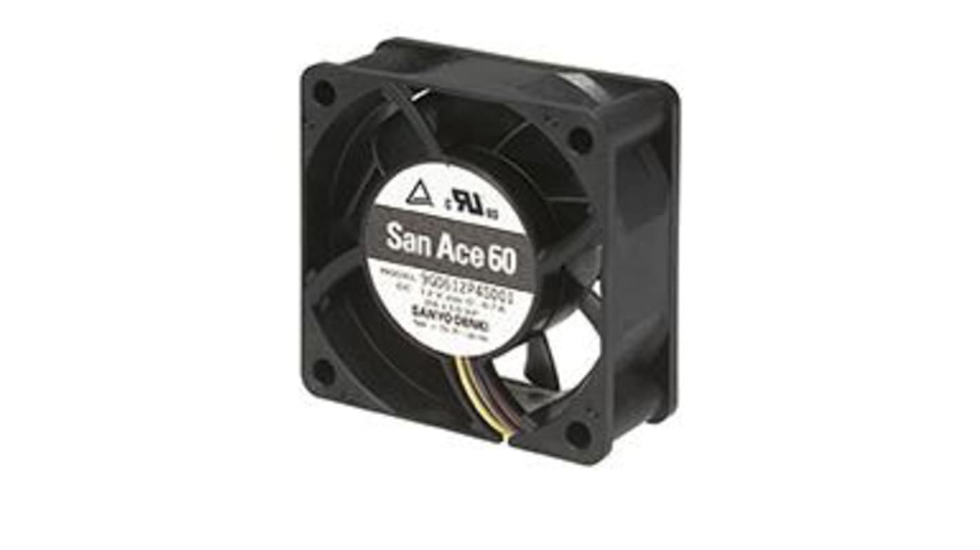 Ventilador Axial Sanyo Denki 9G de 60 x 60 x 25mm, 12 V dc, 8.04W, caudal 83.9m³/h, 53dB(A), salida Pulso