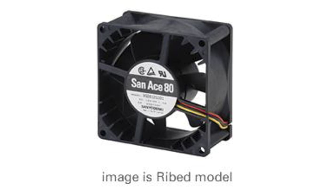 Ventilador Axial Sanyo Denki 9G de 80 x 80 x 38mm, 12 V dc, 10.8W, caudal 135.9m³/h, 49dB(A), salida Pulso