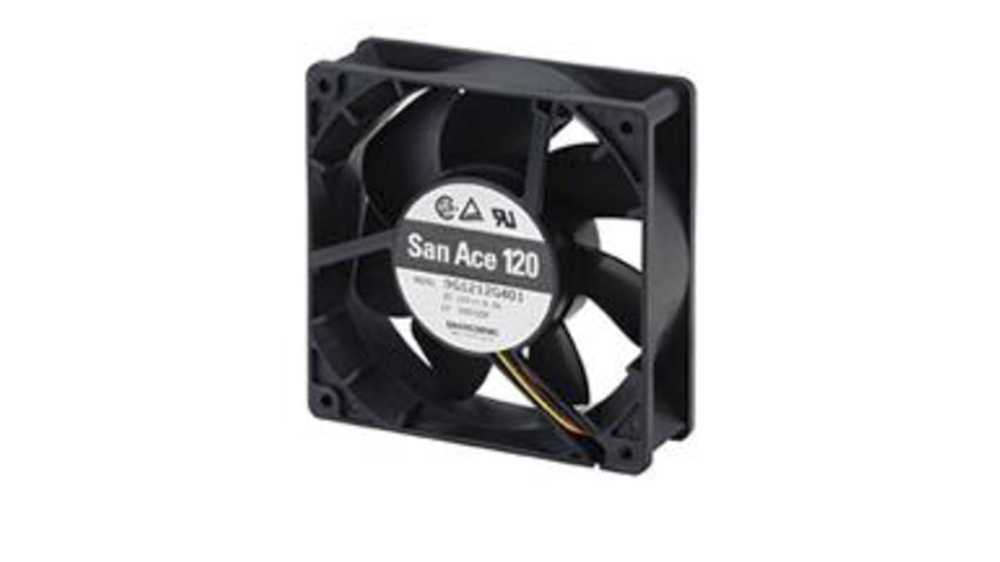 Ventilador Axial Sanyo Denki 9G de 120 x 120 x 25mm, 24 V dc, 5.04W, caudal 169.9m³/h, 44dB(A), salida Pulso