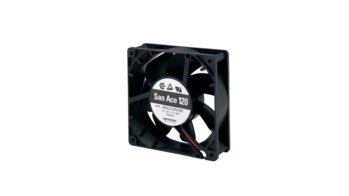 Sanyo Denki 9G Series Axial Fan, 24 V dc, DC Operation, 200.4m³/h, 8.16W, 340mA Max, 120 x 120 x 38mm