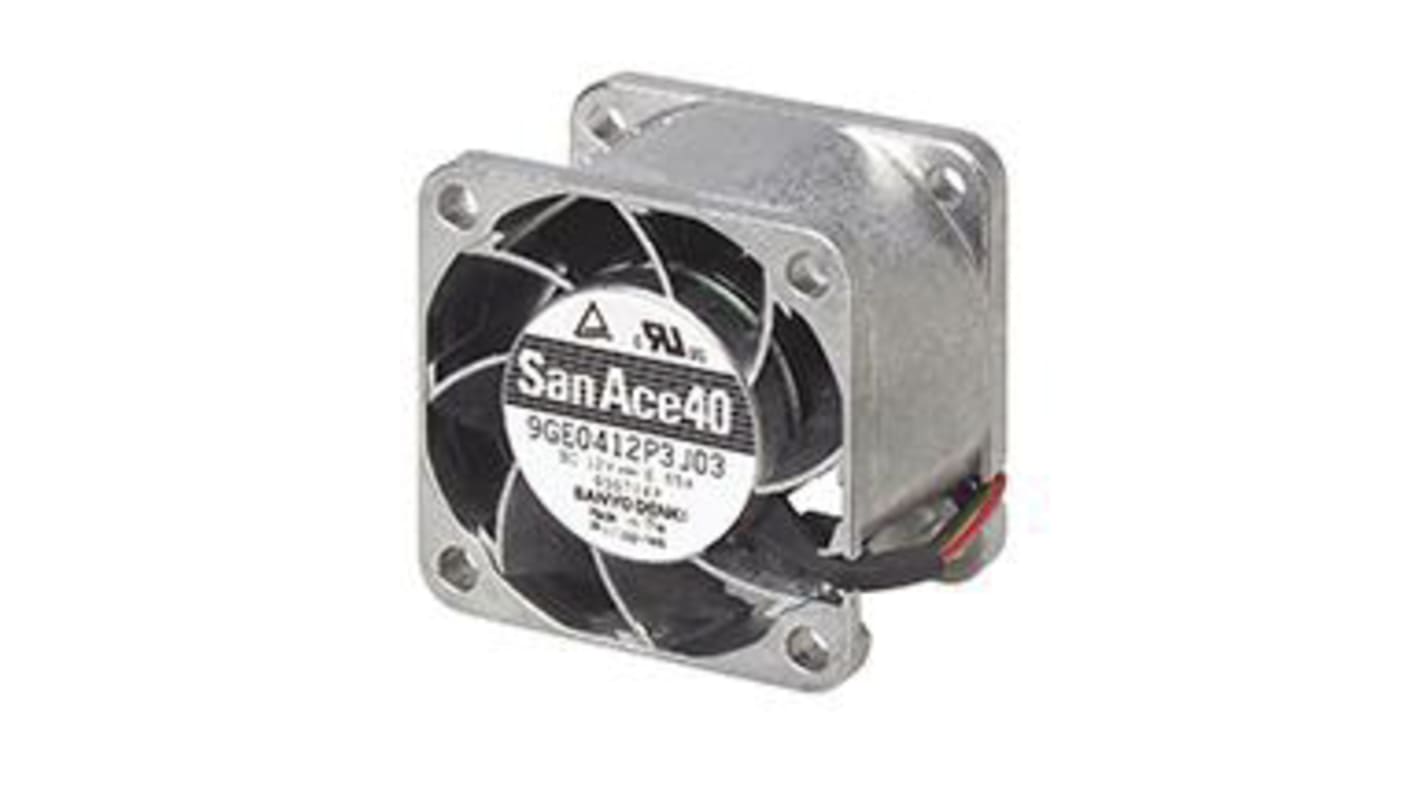 Ventilador Axial Sanyo Denki 9GE de 40 x 40 x 28mm, 12 V dc, 10.08W, caudal 26.8cfm, 58dB(A), salida Pulso