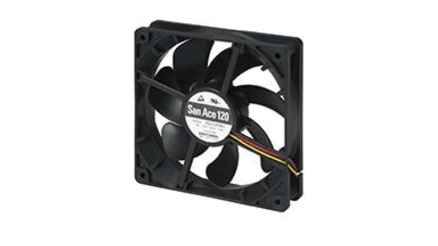 Ventilador Axial Sanyo Denki 9S de 120 x 120 x 25mm, 12 V dc, 1.56W, caudal 99.6m³/h, 24dB(A), salida Pulso