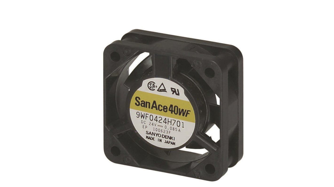 Sanyo Denki 9WF DC-Axiallüfter, Kugellager, 24 V dc / 1.82W, 40 x 40 x 20mm, 11000U/min, 13.2m³/h