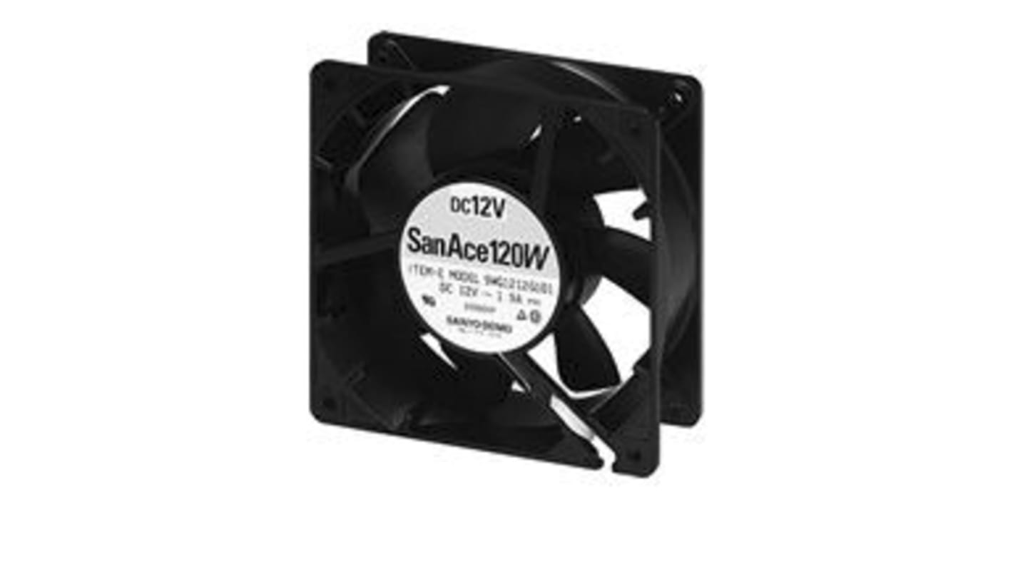 Sanyo Denki 9WG Series Axial Fan, 12 V dc, DC Operation, 232.8m³/h, 11.76W, 980mA Max, IP55, 120 x 120 x 38mm