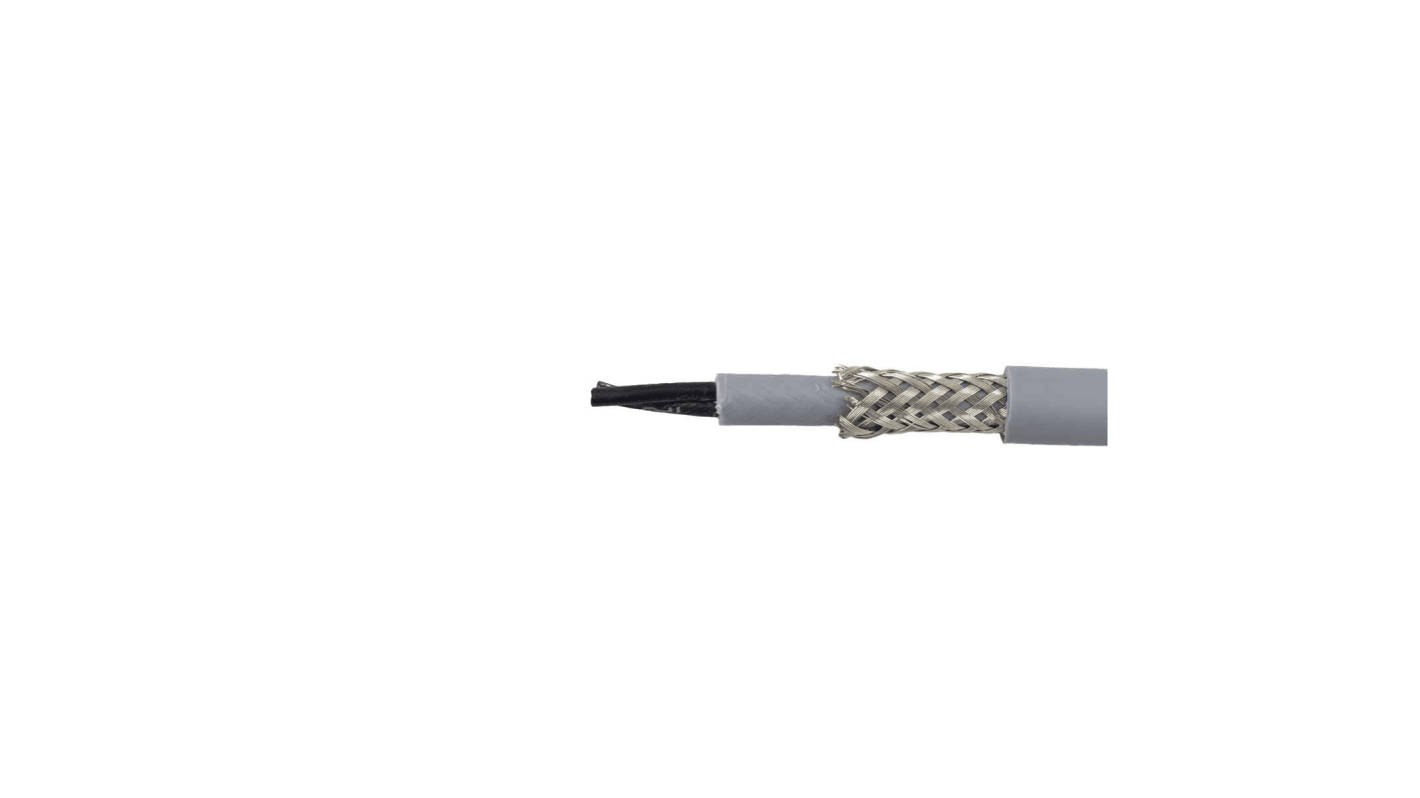 Cable de control apantallado Alpha Wire de 2 núcleos, 0.5 mm², Ø ext. 0.91mm, long. 100m, 300/500 V ac,