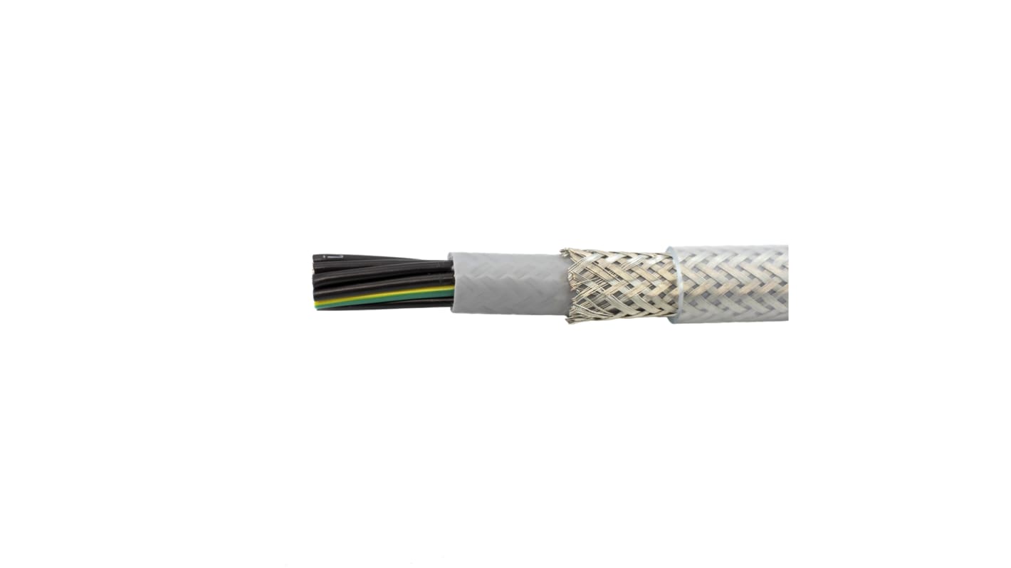 Alpha Wire Control Cable, 7 Cores, 0.75 mm², CY, Screened, 100m, Transparent PVC Sheath