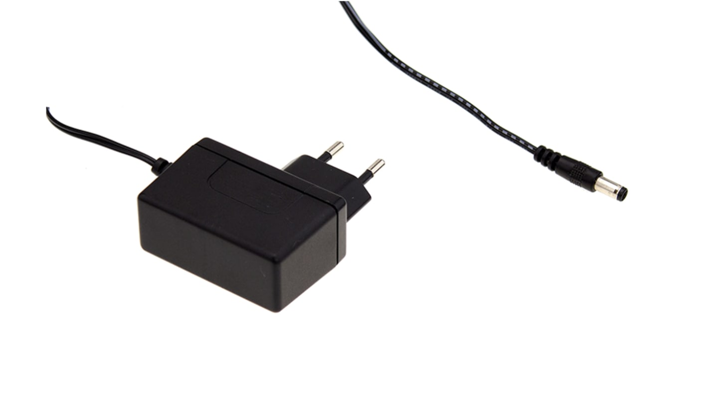 MEAN WELL 12W Plug-In AC/DC Adapter 5V dc Output, 2.4A Output