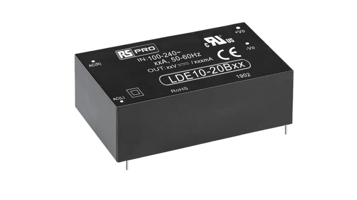 RS PRO Switching Power Supply, 5V dc, 2A, 10W, 1 Output, 100 → 370 V dc, 85 → 264 V ac Input Voltage