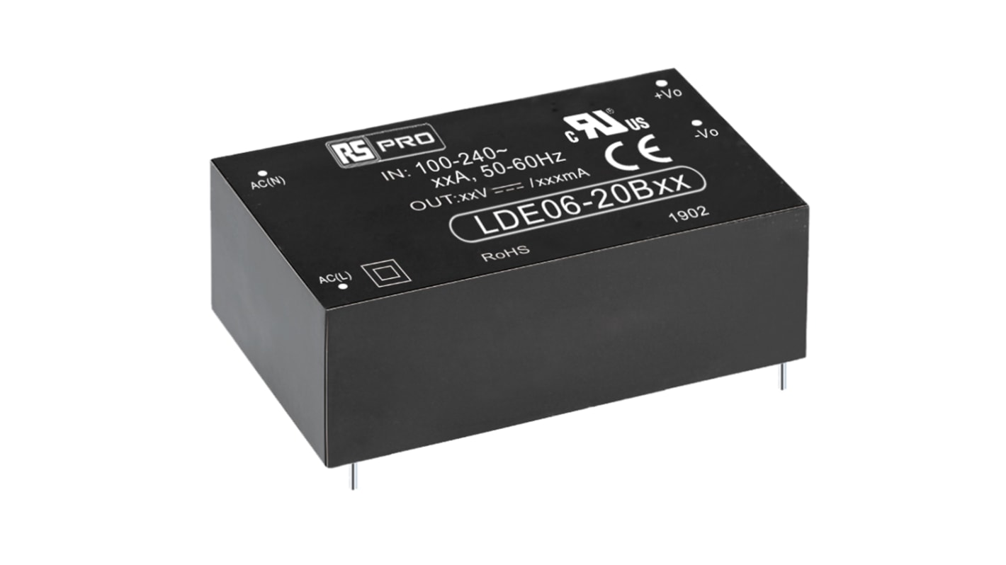 RS PRO Schaltnetzteil, 12V dc / 500mA 6W 100 → 370 V dc, 85 → 264 V ac Gekapselt, PCB-Montage