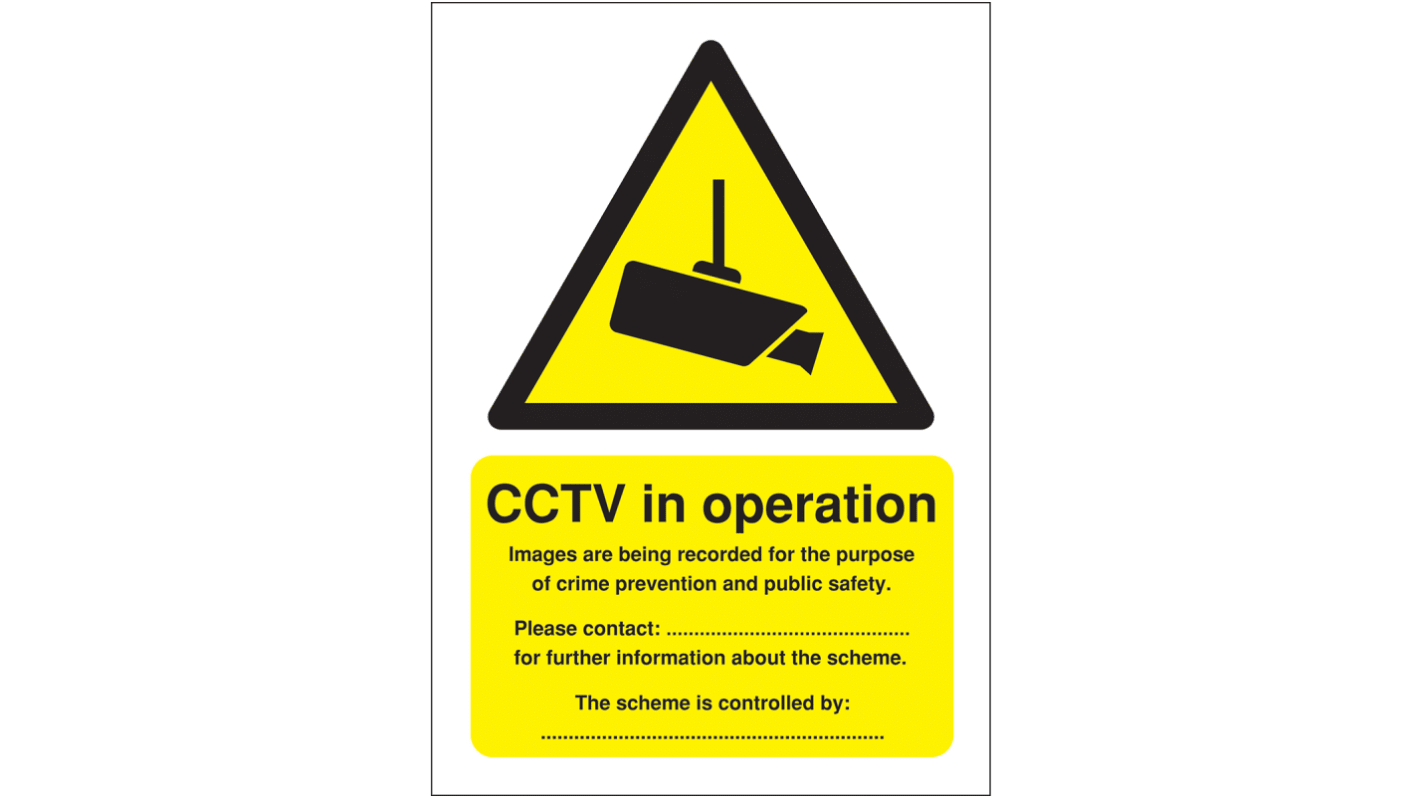 RS PRO Polypropylene Security Label, CCTV Sign, English, 420 mm x 297mm