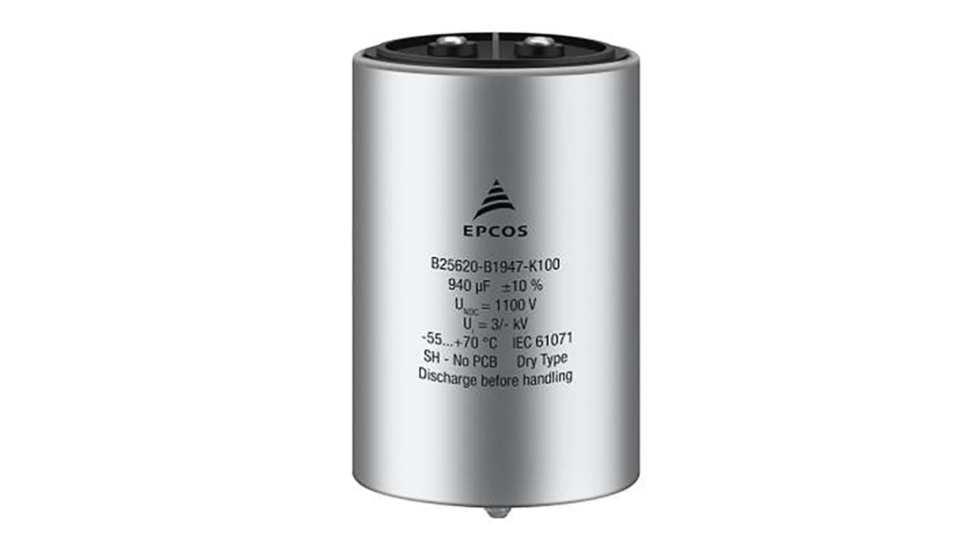 EPCOS B2562 Folienkondensator 420μF -15 → 0% / 1.1kV dc, Schraubmontage