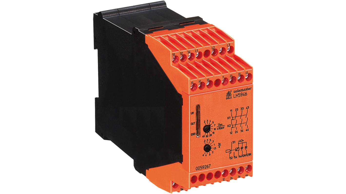 Dold Standstill Monitoring Relay, 1, 3 Phase, 3PDT, Maximum of 4 V, DIN Rail