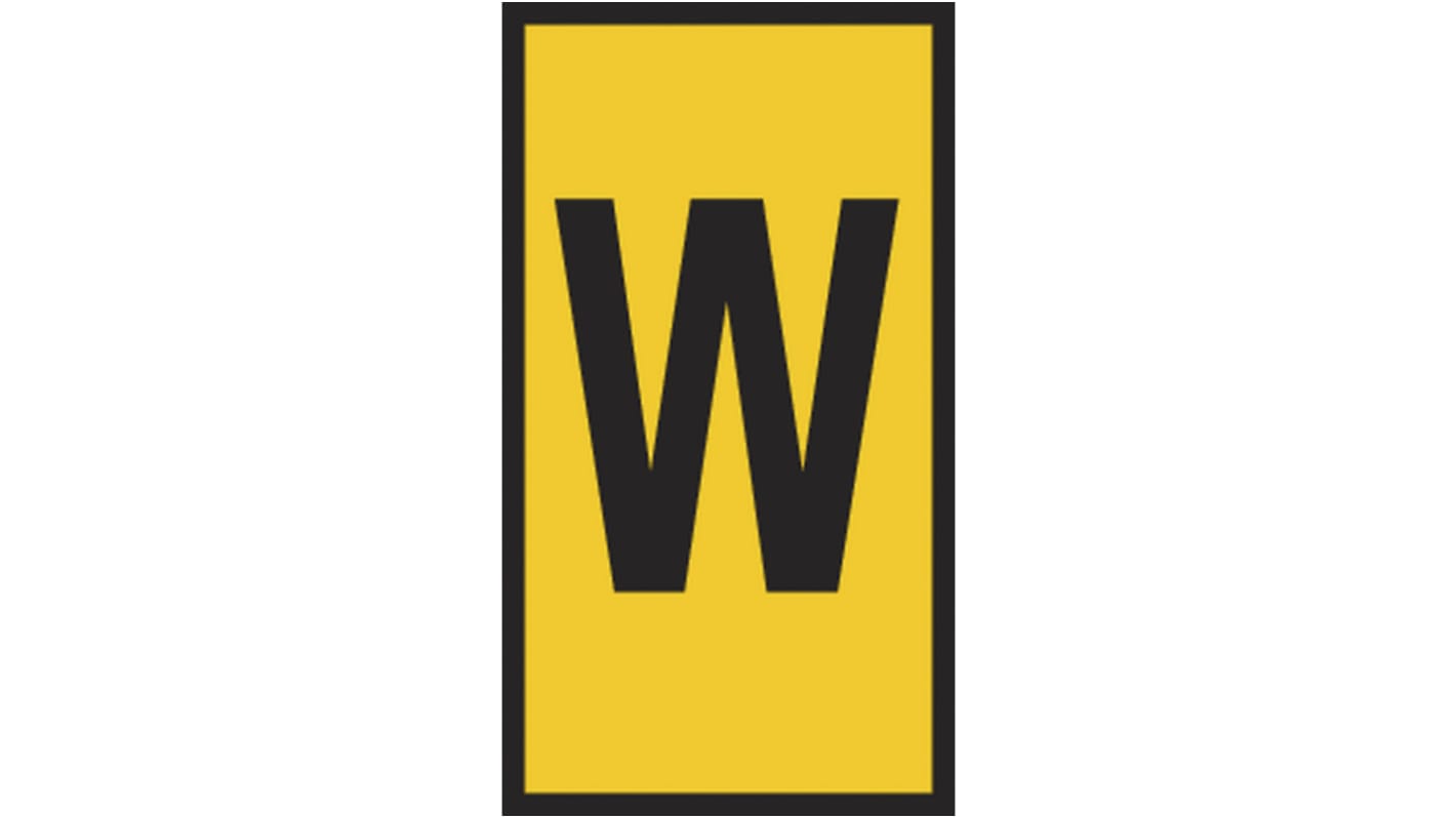 HellermannTyton HODS85 Slide On Cable Markers, Yellow, Pre-printed "W", 1.8 → 3.6mm Cable