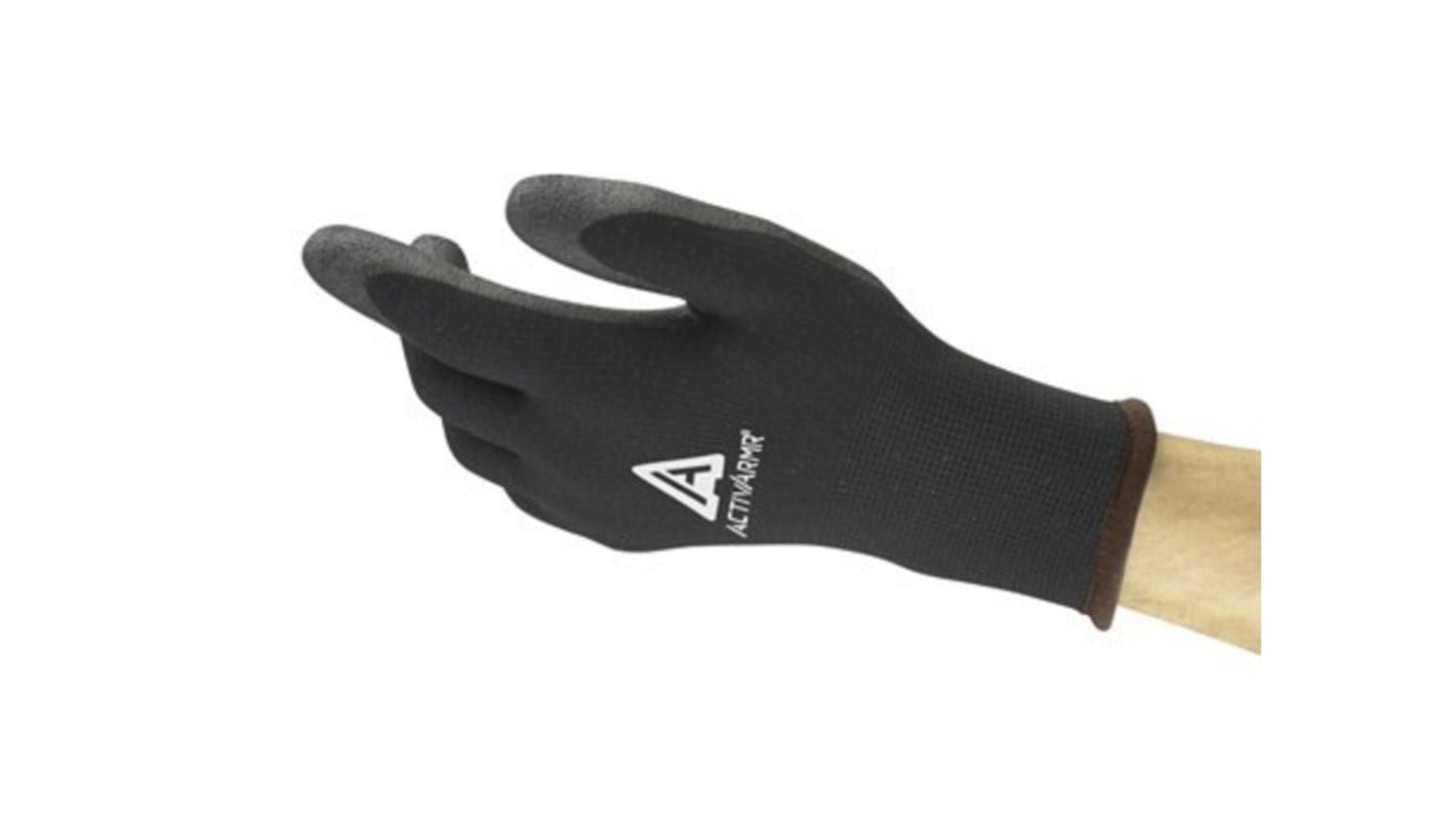 Ansell ActivArmr Black Acrylic Work Gloves, Size 8, Medium, PVC Coating