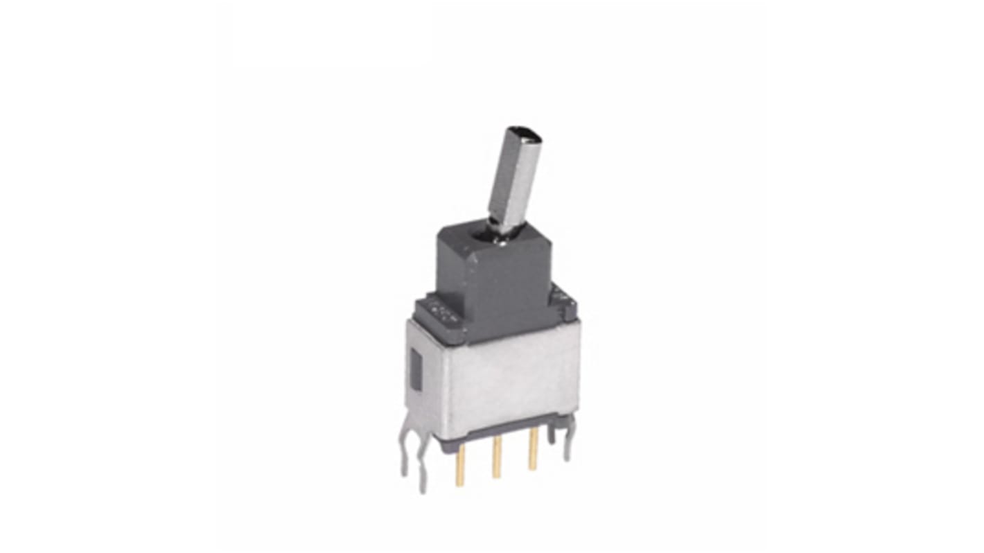 NKK Switches Toggle Switch, Through Hole Mount, On-Off-On, SPDT, PC Terminal Terminal, 28V ac/dc