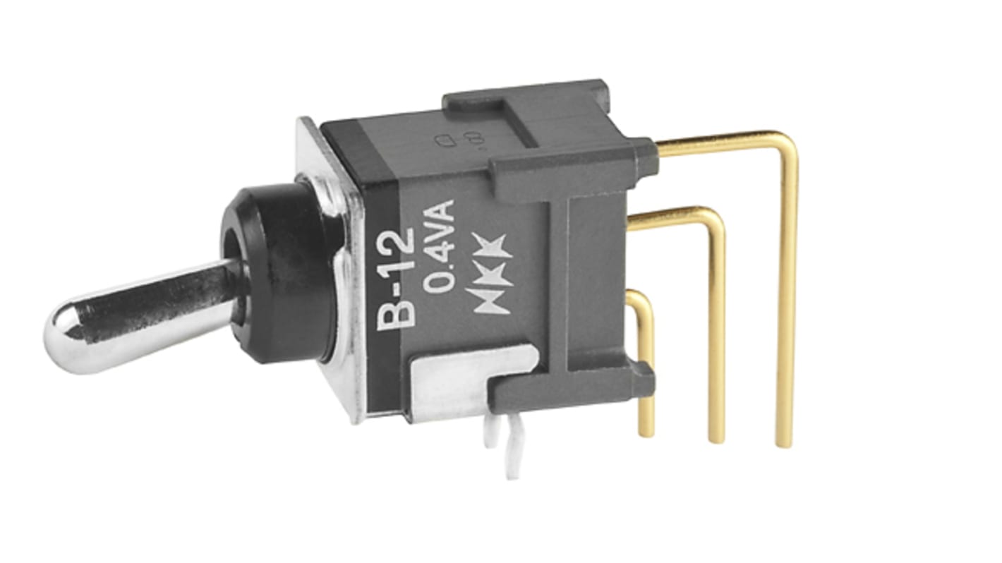 NKK Switches Toggle Switch, PCB Mount, On-(On), SPDT, Through Hole Terminal, 28V ac/dc