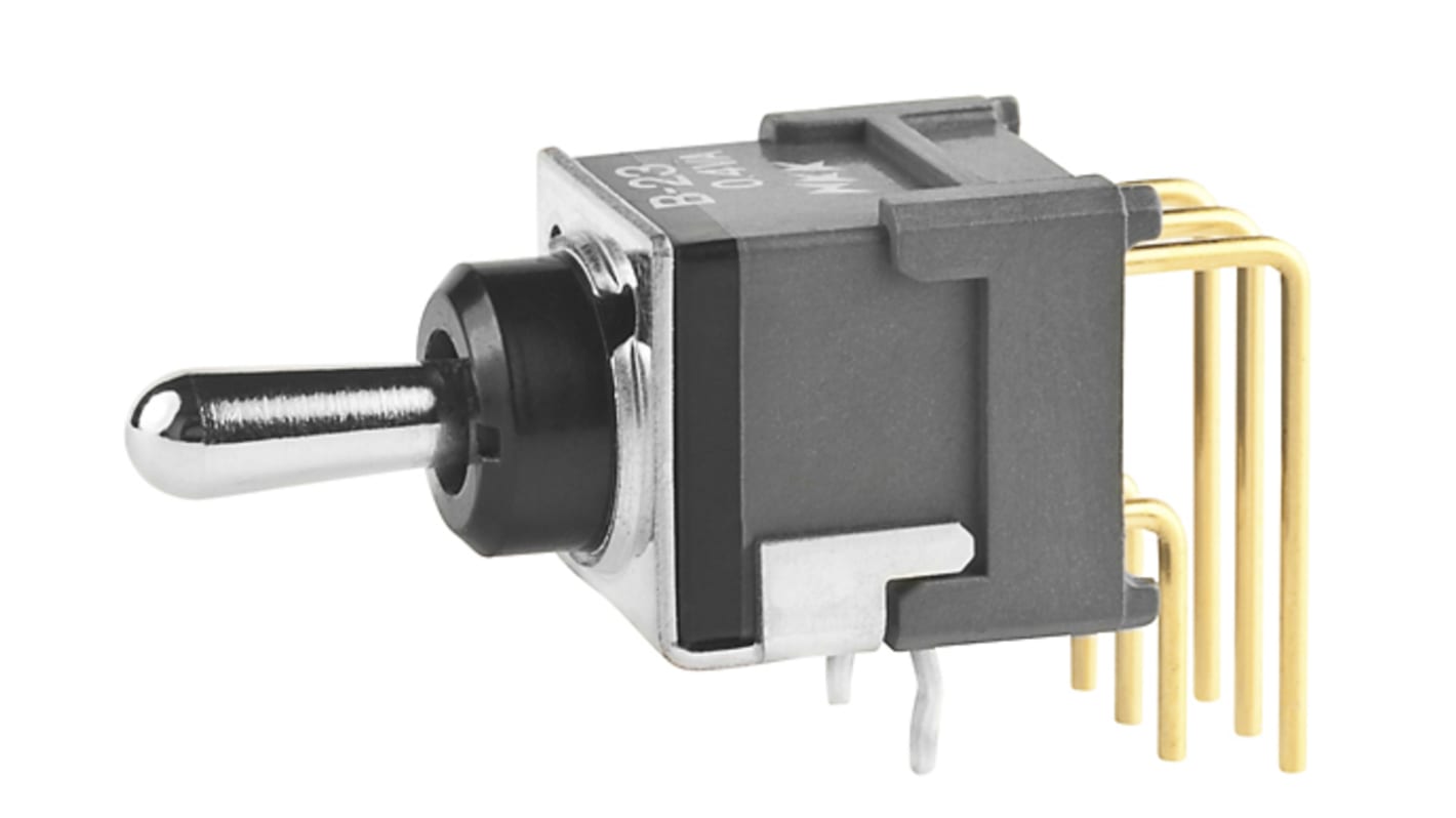 NKK Switches Toggle Switch, PCB Mount, On-Off-On, DPDT, Through Hole Terminal, 28V ac/dc