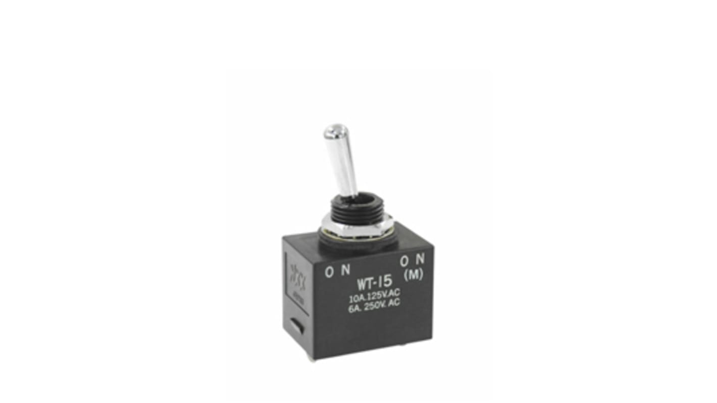 NKK Switches Toggle Switch, Panel Mount, On-(On), SPDT, Solder Terminal, 250V ac