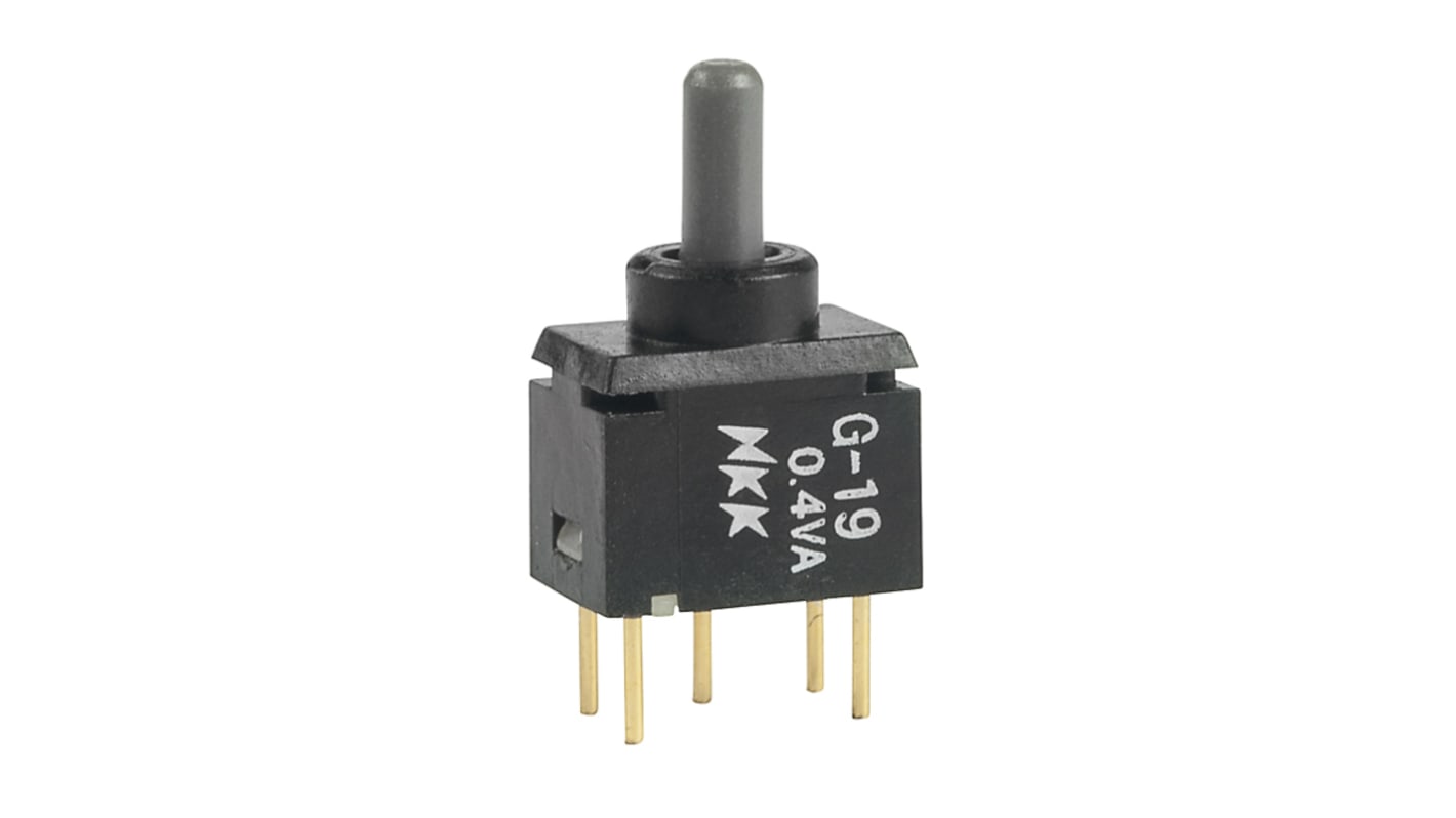 NKK Switches Toggle Switch, Through Hole Mount, On-Off-(On), SPDT, PC Terminal Terminal, 28V ac/dc