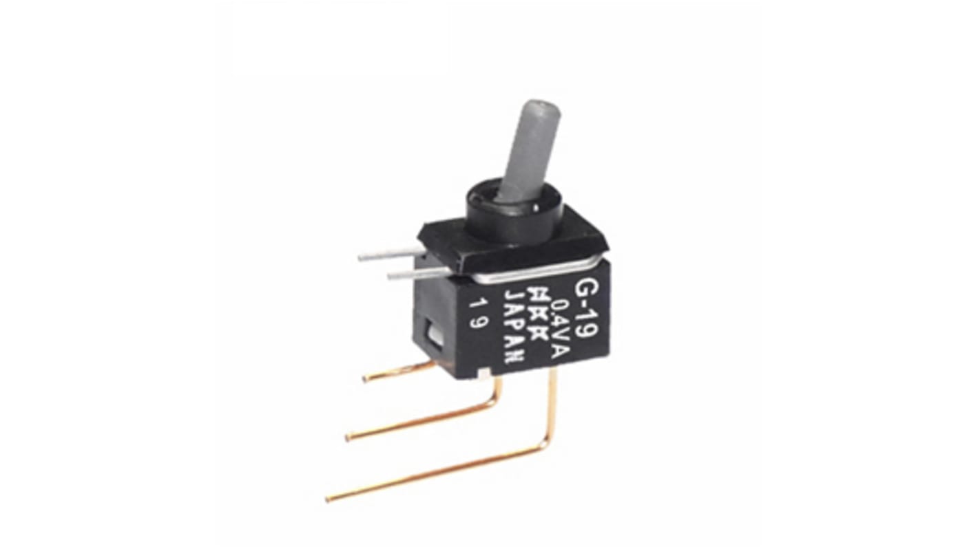 NKK Switches Toggle Switch, Through Hole Mount, On-Off-(On), SPDT, PC Terminal Terminal, 28V ac/dc