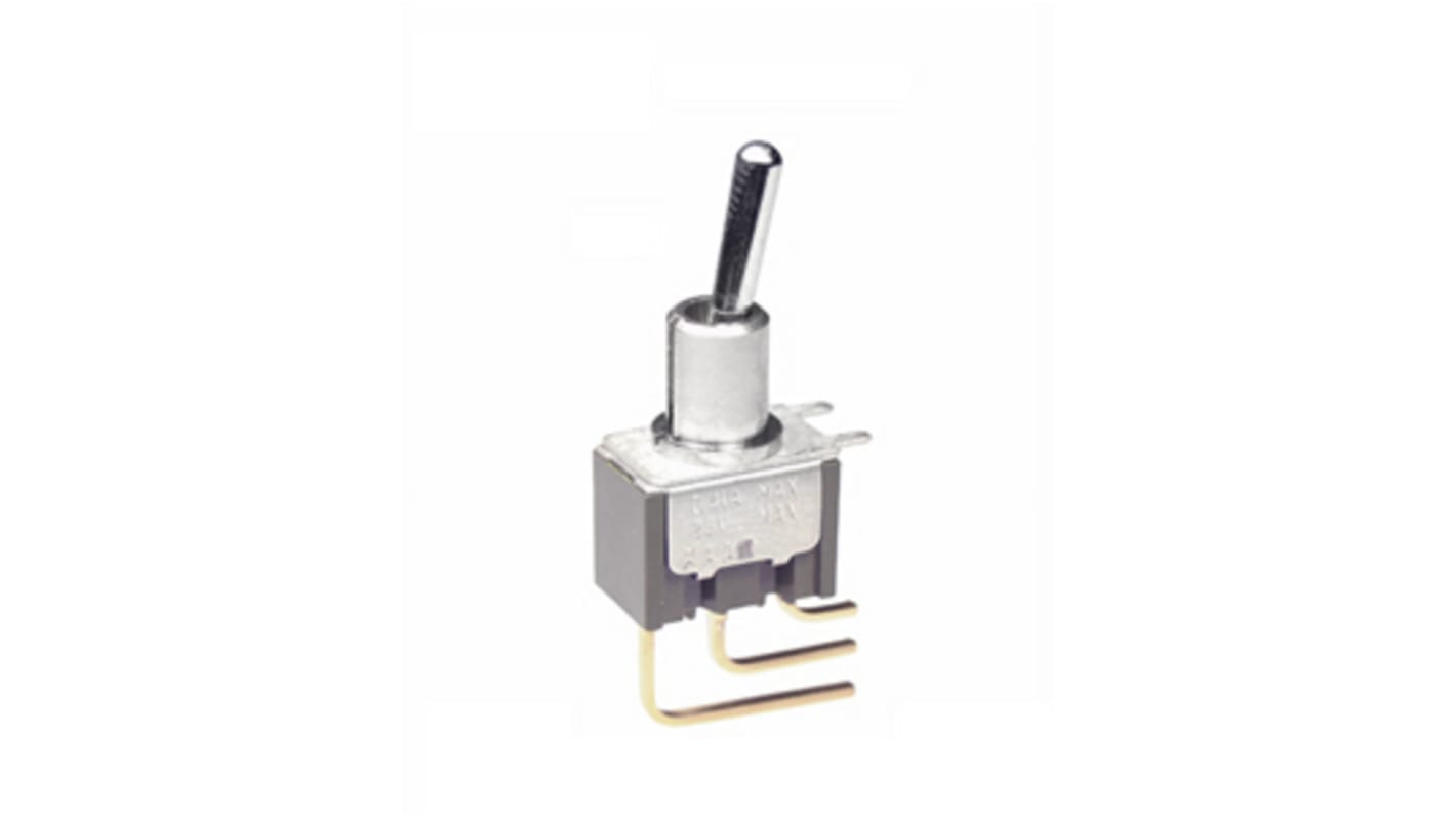 NKK Switches Toggle Switch, PCB Mount, On-Off-On, SPDT, Through Hole Terminal, 28V ac/dc