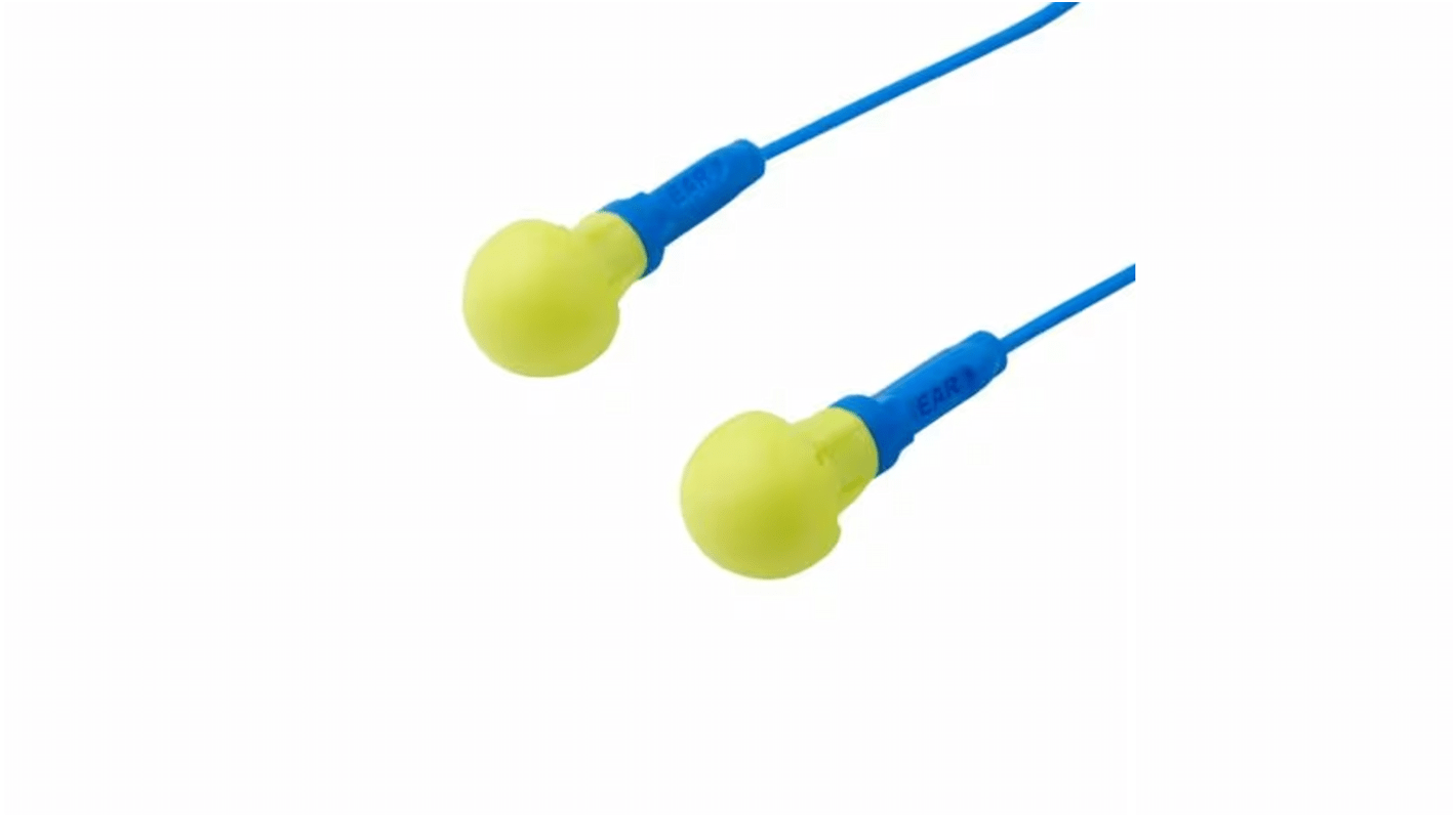 3M E.A.R Push-Ins Series Blue, Yellow Disposable Corded Ear Plugs, 1 hand insertion 31, 2 hand insertion 35dB Rated,