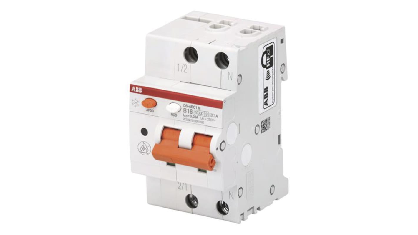 Disjoncteur différentiel magnéto-thermique ABB 6A 1P+N, sensibilité 30mA Type B, Montage rail DIN, DS-ARC1