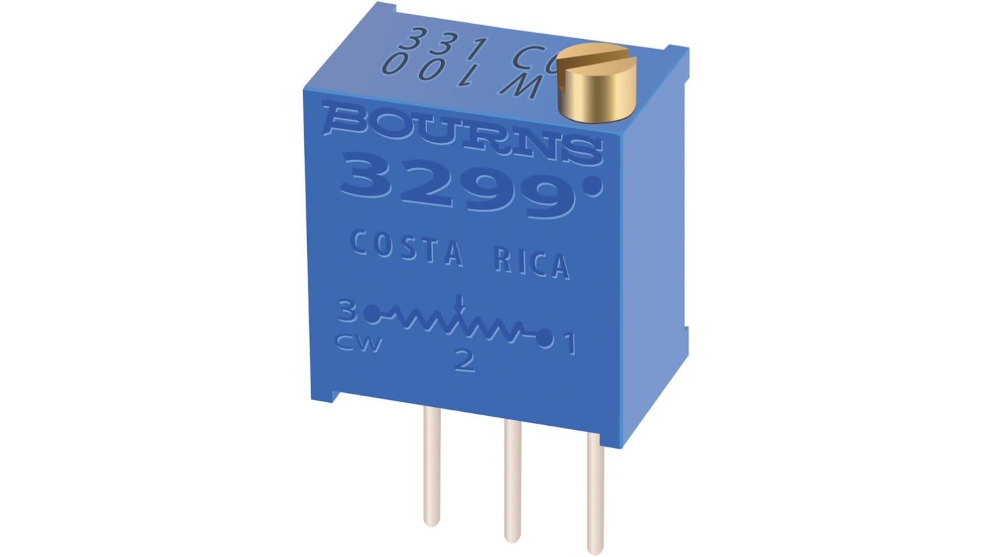 10kΩ, Through Hole Trimmer Potentiometer 0.5W Top Adjust Bourns, 3299