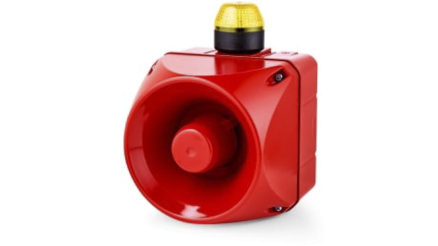 AUER Signal ACM Series Yellow Sounder Beacon, 230 → 240 V ac, IP65, Surface Mount, 113 at 1 Metre