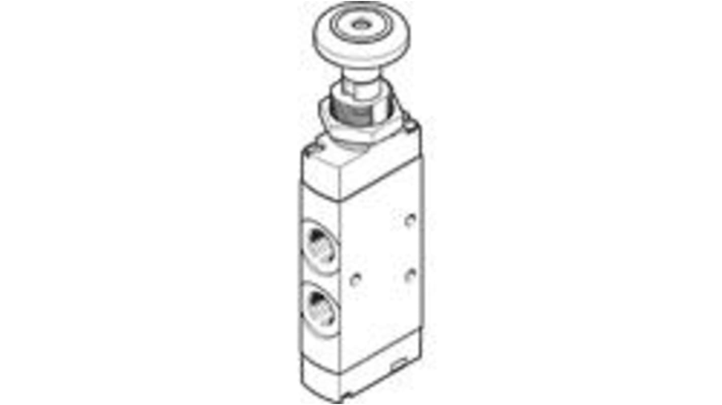 Válvula neumática de mando manual 5/2 Festo, Control mediante Botón Pulsador, G 1/8, Cuerpo Aleación de Aluminio,