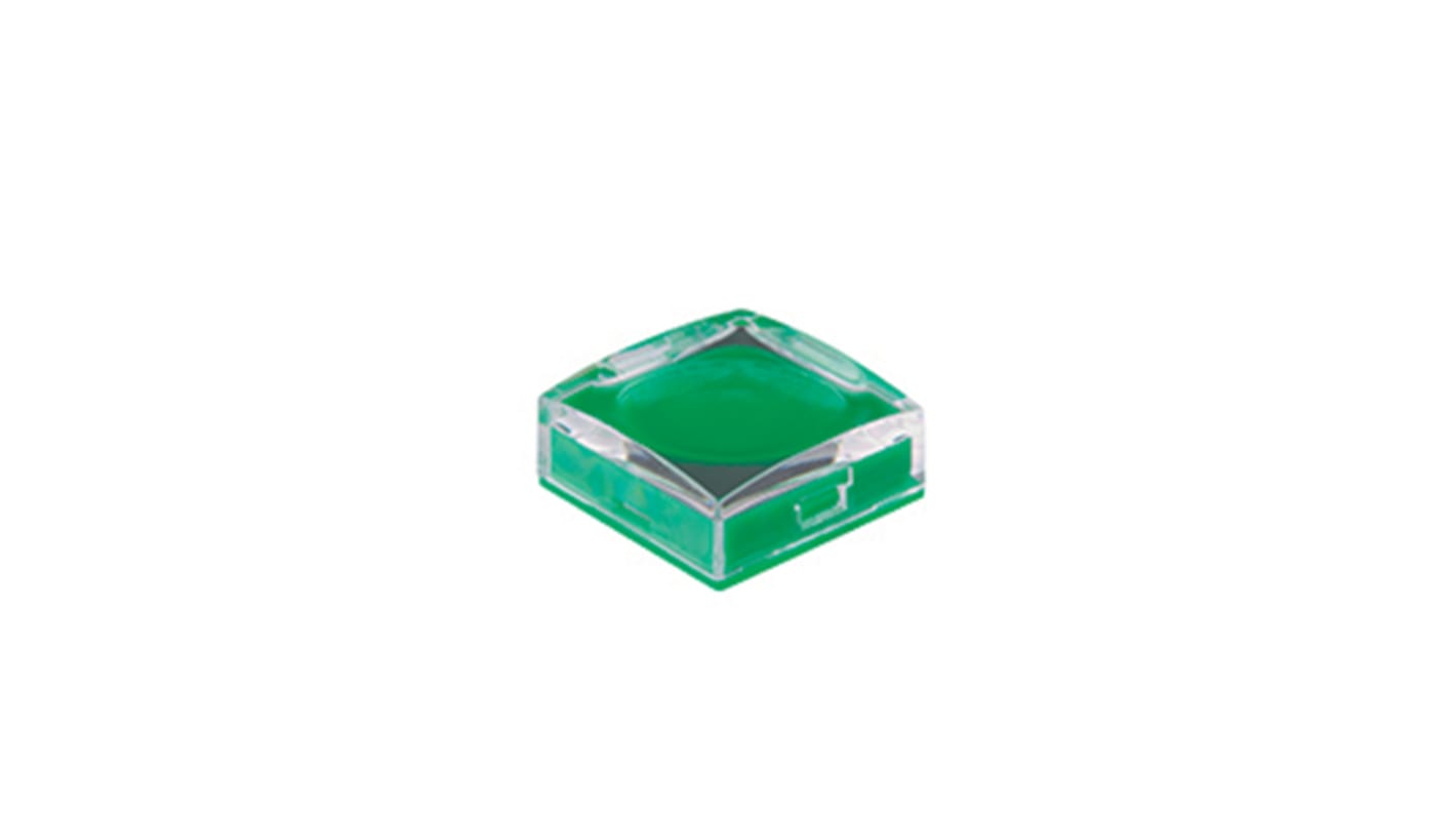 NKK Switches Green/Clear Push Button Cap for Use with UB2 Series Non-illuminated Pushbuttons, 15 x 15 x 6.1mm