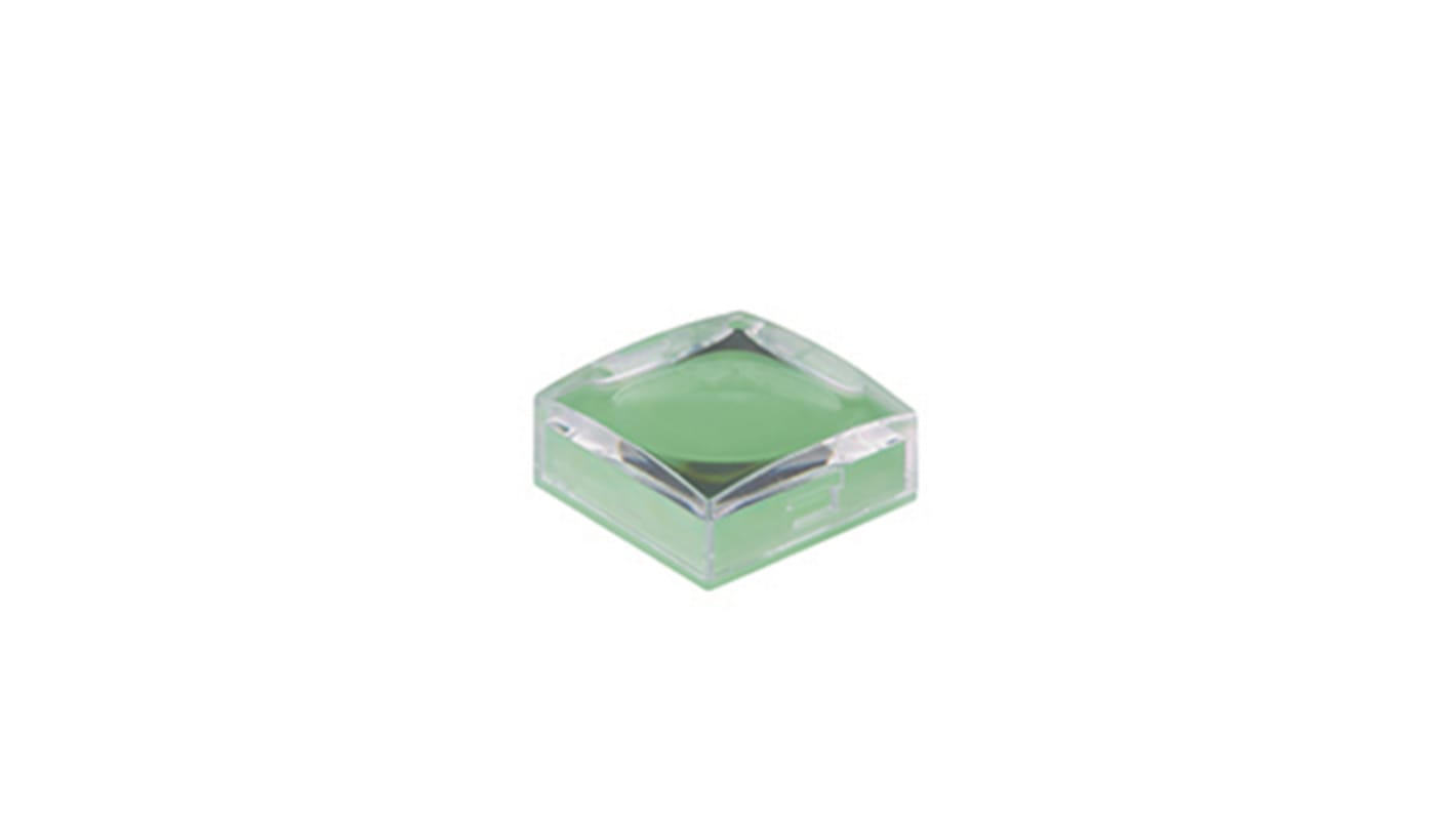 NKK Switches Green/Clear Push Button Cap for Use with UB2 Series Illuminated Pushbuttons, 15 x 15 x 6.1mm