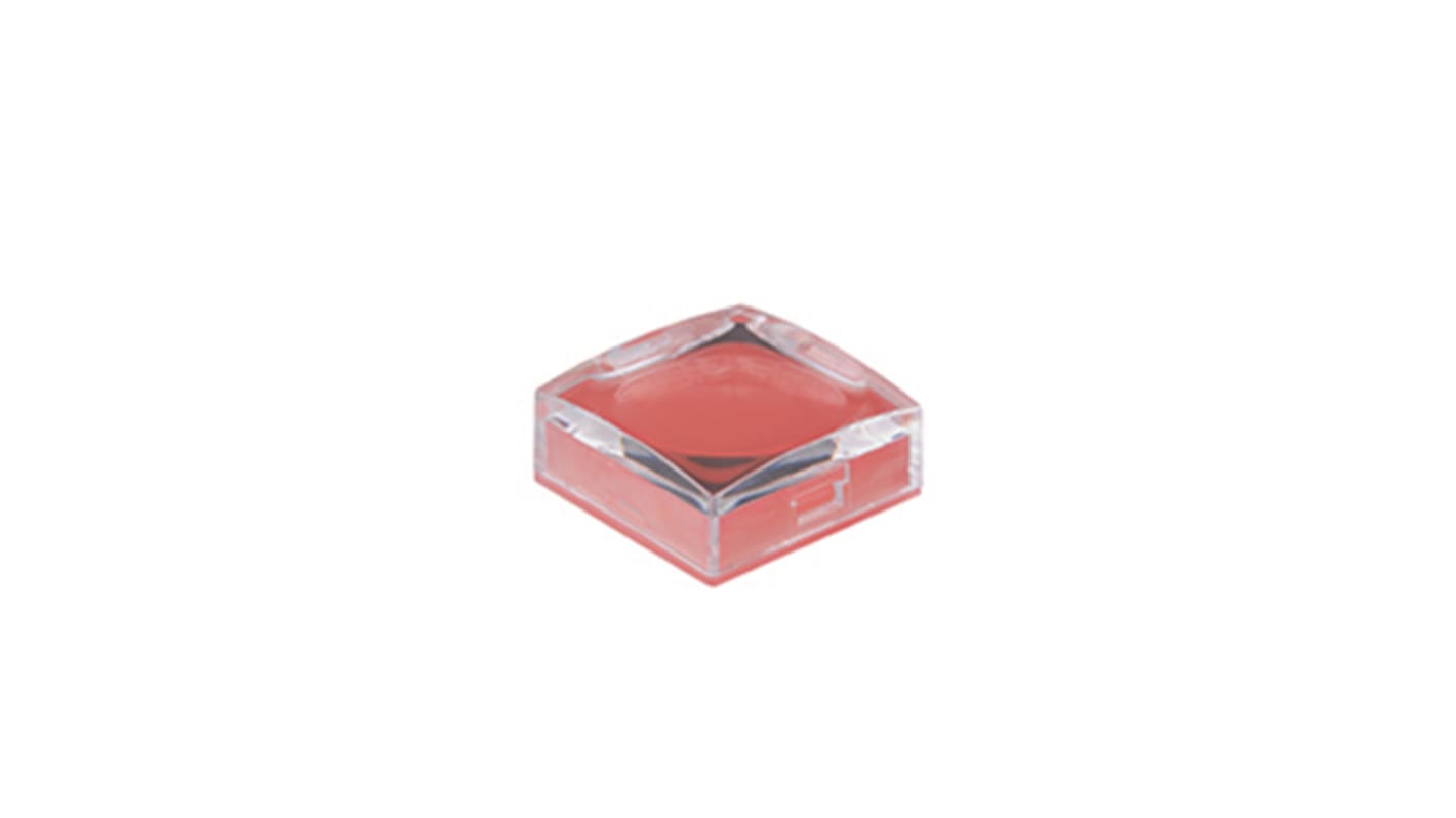 NKK Switches Red/Clear Push Button Cap for Use with UB2 Series Illuminated Pushbuttons, 15 x 15 x 6.1mm