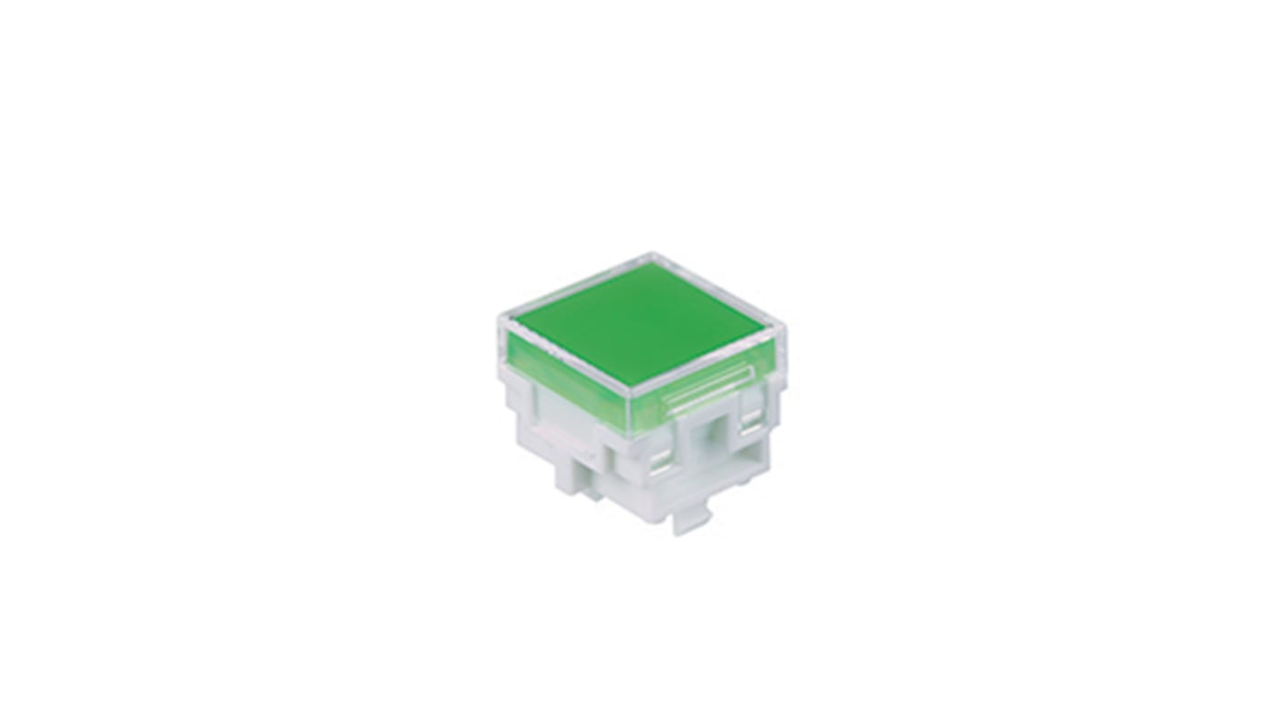 NKK Switches Green/Clear Push Button Cap for Use with LB Series Pushbuttons, 13.2 x 13.2 x 10mm