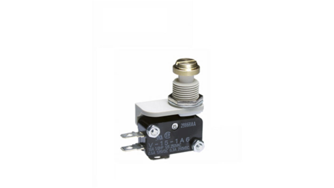 NKK Switches Push Button Switch, On-(On), Central Fixing With Metal Lock Nut, 12.5mm Cutout, SPDT, 250V ac